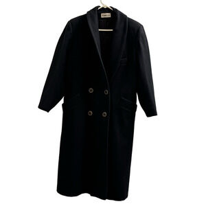 Herman Kay Vintage Wool Classic Black Double-Breasted Pea Coat